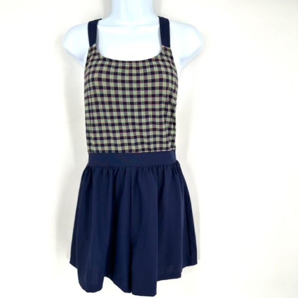 Vintage 80s Jantzen Women's Criss-Cross Back Swimshorts One Piece Blue Size 10 - Picture 8 of 9